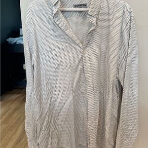 Express Men's Casual White and Black Dot Shirt